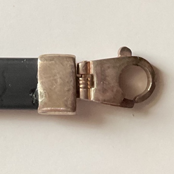 NWOT Sterling Silver Silikone Band Yellow Eval Eye Glass Unisex Bracelet - Picture 5 of 8